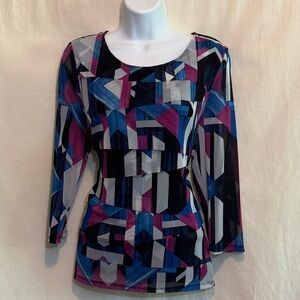 F-178 Alfani Colorful 1/2 Sleeve Pullover Blouse Size LP‎